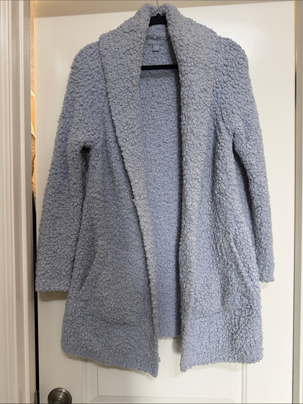 Barefoot Dreams Light Blue Teddy Open-Front Boucle Coatigan